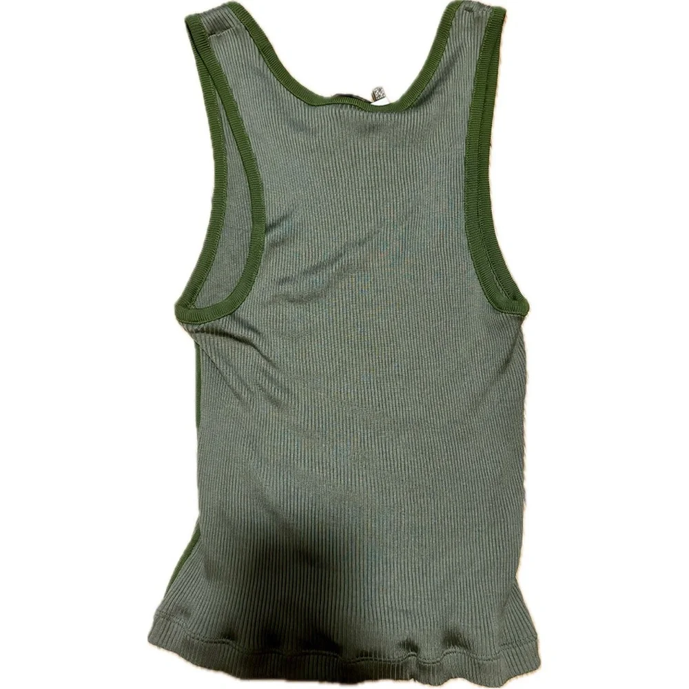 SOLD NWT LOEWE Anagram Tank Top Ribbed Military Green Size Large 100% silk $690 - Picture 8 of 10